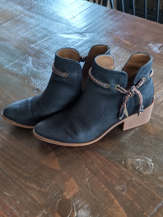 Shoes - Womens Black Ankle Booties with Side Tie